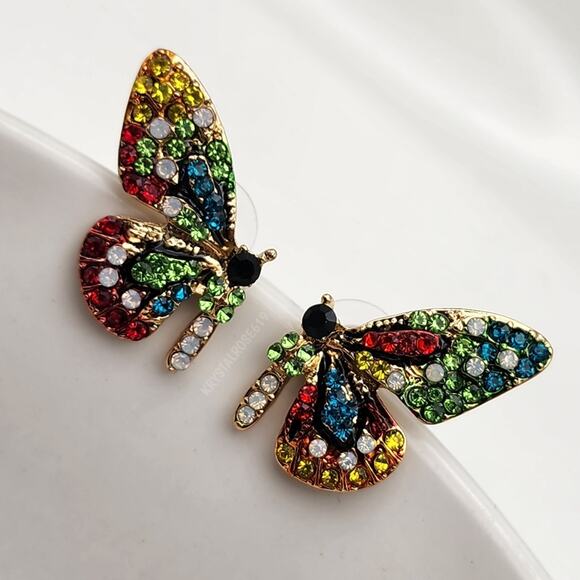 Boho Butterfly Multicolor Earrings - Picture 2 of 3
